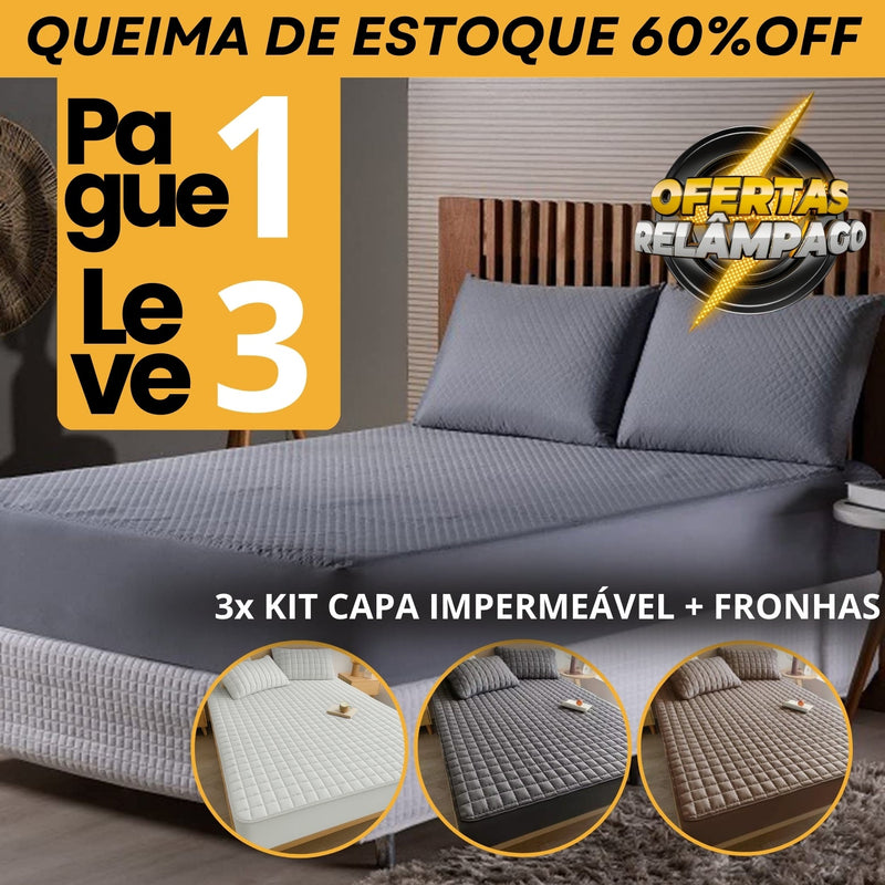 [COMPRE 1, LEVE 3] Hydra Soft™ Jogo de Cama Impermeável Premium – Capa + 2 Fronhas